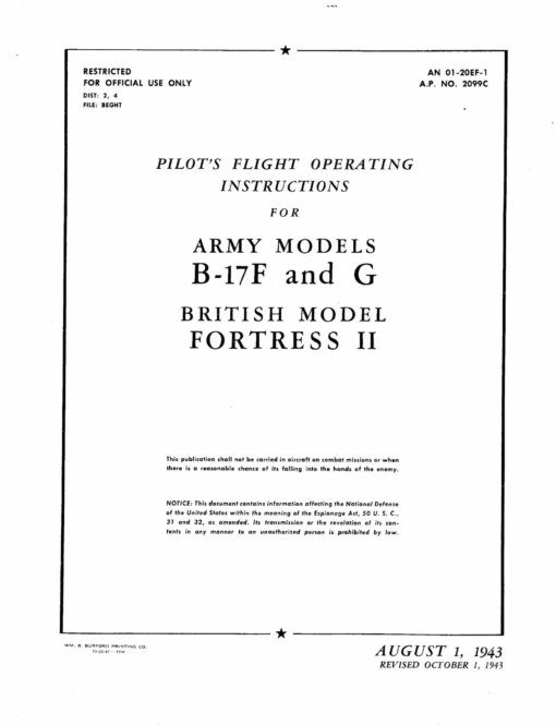 Flight Manual for the Boeing B-17 Flying Fortress