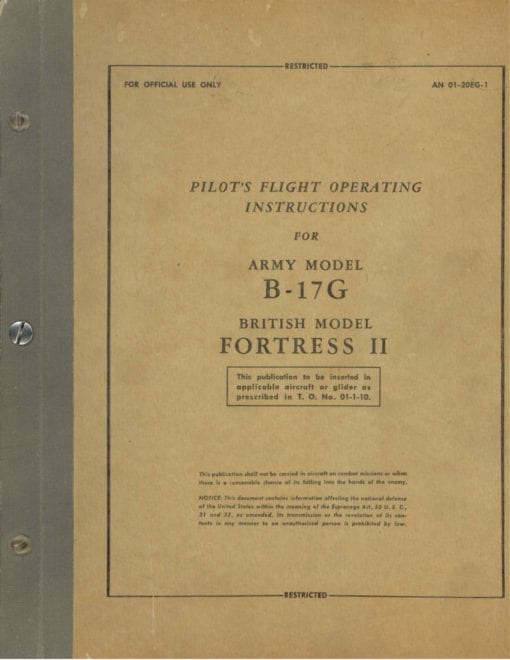 Flight Manual for the Boeing B-17 Flying Fortress