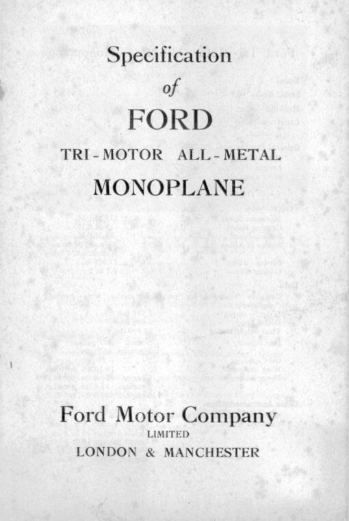 Flight Manual for the Ford Trimotor C-4A