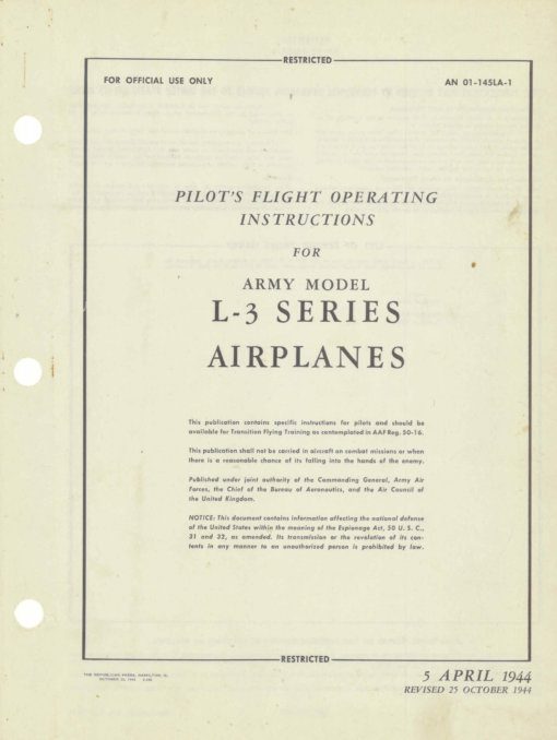 Flight Manual for the Aeronca L-3