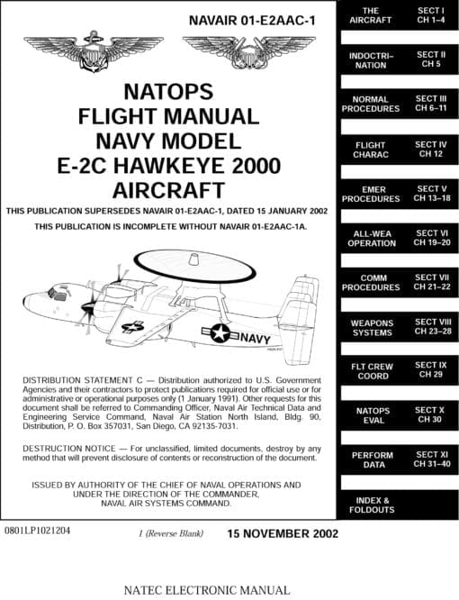 Flight Manual for the Grumman E-2C Hawkeye