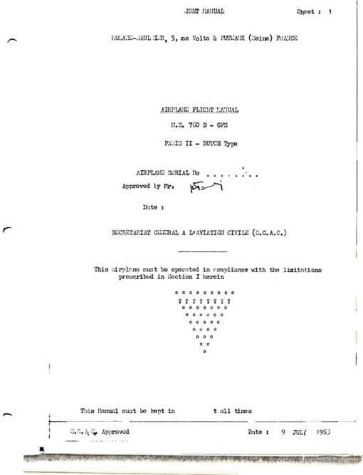 Flight Manual for the Morane Saulnier MS760 Paris