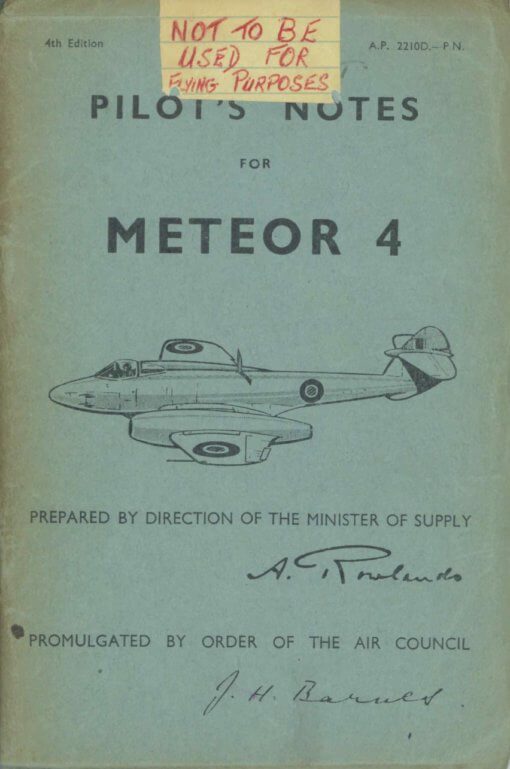 Flight manual for the Gloster Meteor