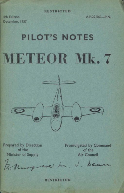 Flight manual for the Gloster Meteor