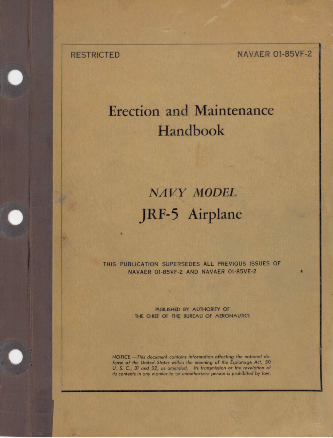 GRUMMAN G21 GOOSE (JRF, OA9) Flight Manuals