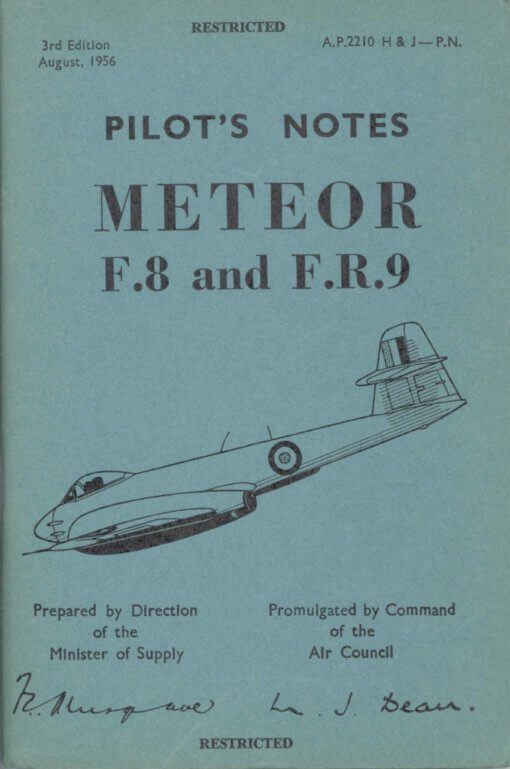 Flight manual for the Gloster Meteor