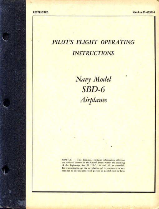 Flight Manual for the Douglas SBD Dauntless