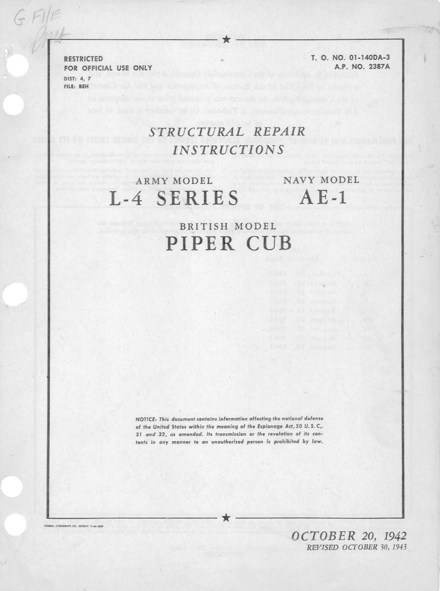 Piper Cub Super Cub L 4 L 14 L 18 L 21 Ne 1 Flight Manuals