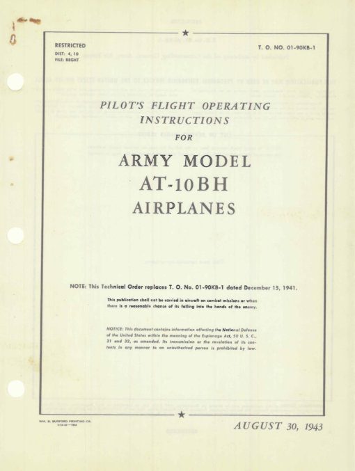 Flight Manual for the Beechcraft AT-10 Wichita