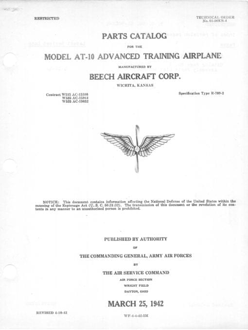 Flight Manual for the Beechcraft AT-10