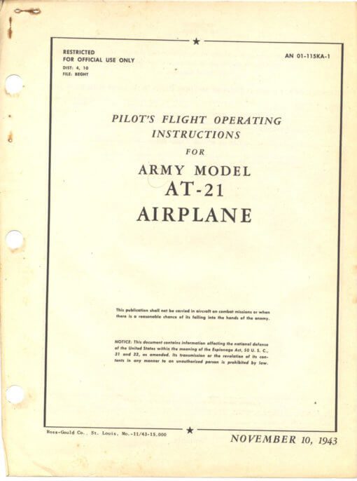 Flight Manual for the Fairchild AT-21 Gunner