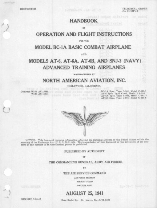 Flight Manual for the North American AT-6 Texan Harvard