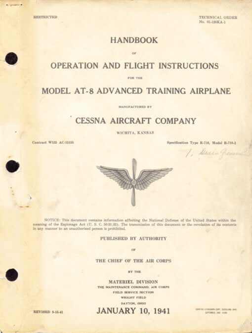 Flight Manual for the Cessna AT-8 AT-17 T-50 Crane