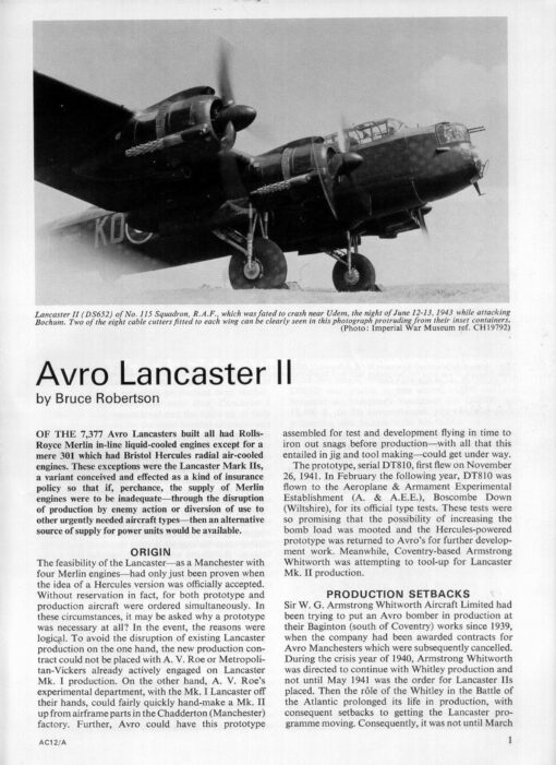 Pilots Notes for the Avro Lancaster Pilot's Notes