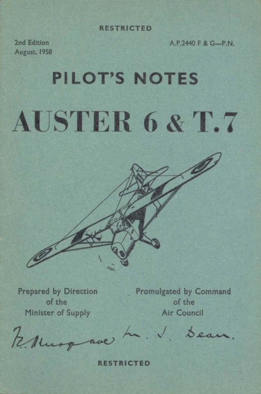 Flight Manual for the Auster