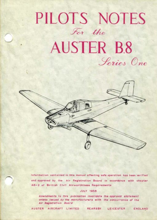 Flight Manual for the Auster B.8 Agricola