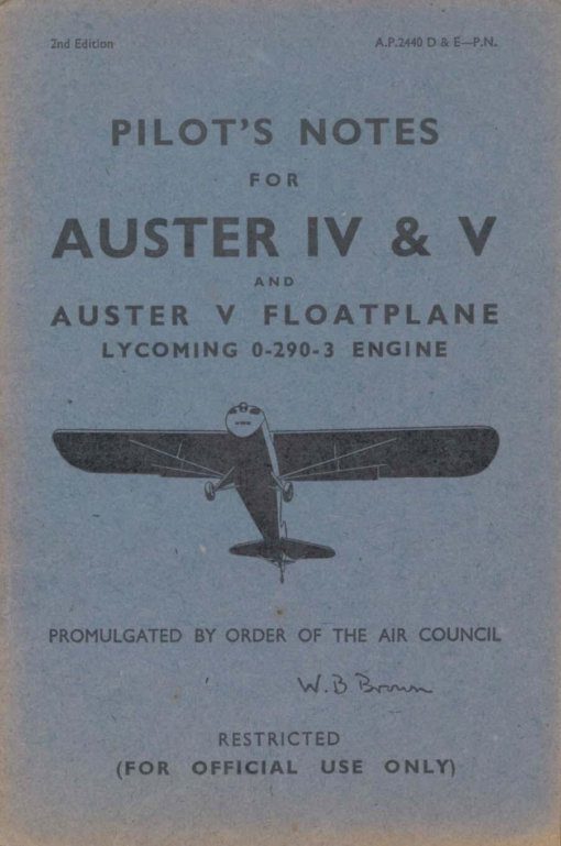 Flight Manual for the Auster