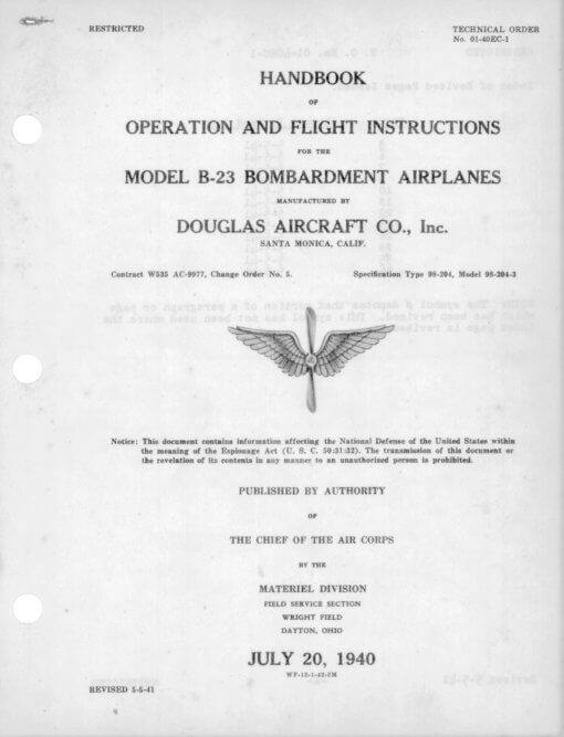 Flight Manual for the Douglas B-23 Dragon