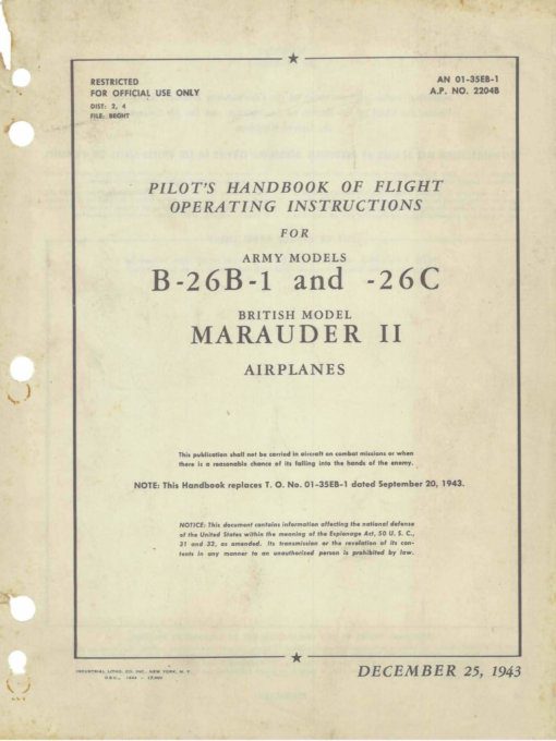 Flight Manual for the Martin B-26 Marauder