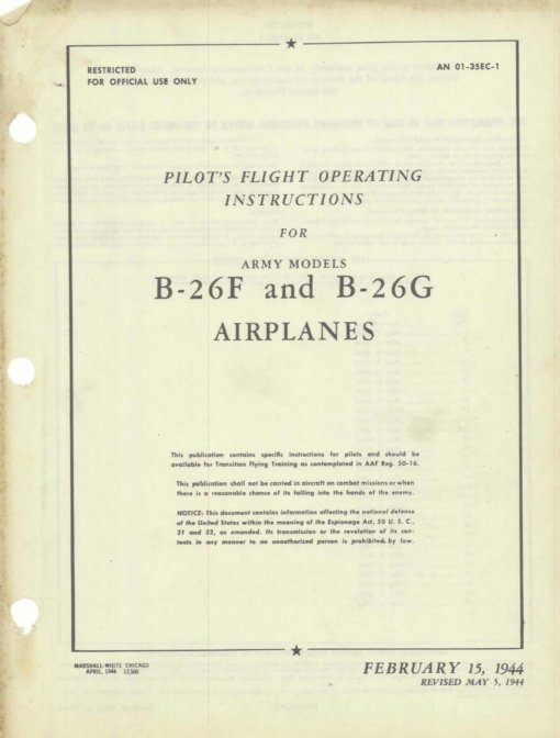 Flight Manual for the Martin B-26 Marauder