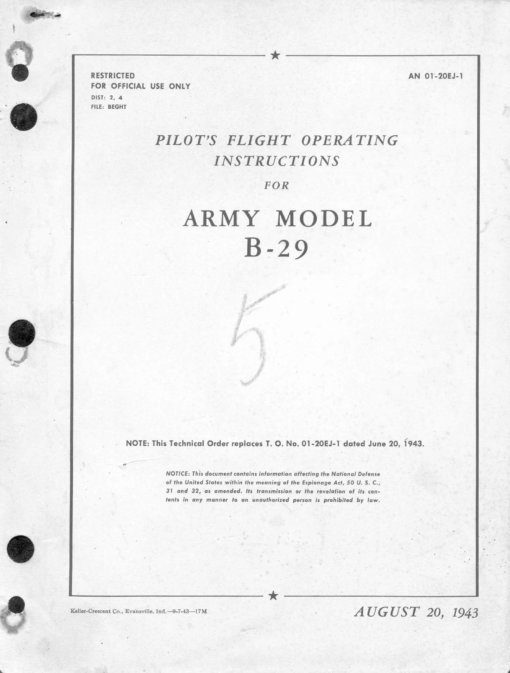 Flight Manual for the Boeing B-29 SuperFortress