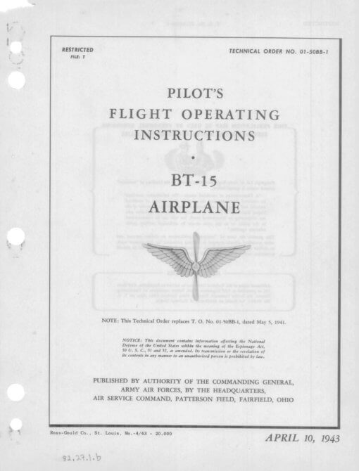 Flight Manual for the Vultee BT-13 BT-15 SNV Valiant
