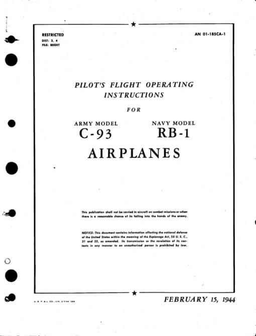 Flight Manual for the Budd C-93 Conestoga