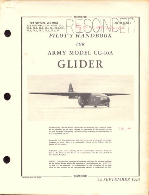 Flight Manual for the Laister-Kaufman CG-10