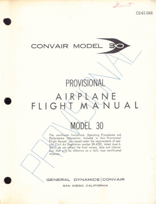 Flight Manual for the Convair CV990