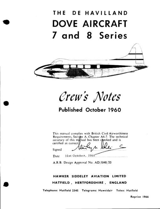 Flight Manual Pilots Notes for the De Havilland Dove Devon