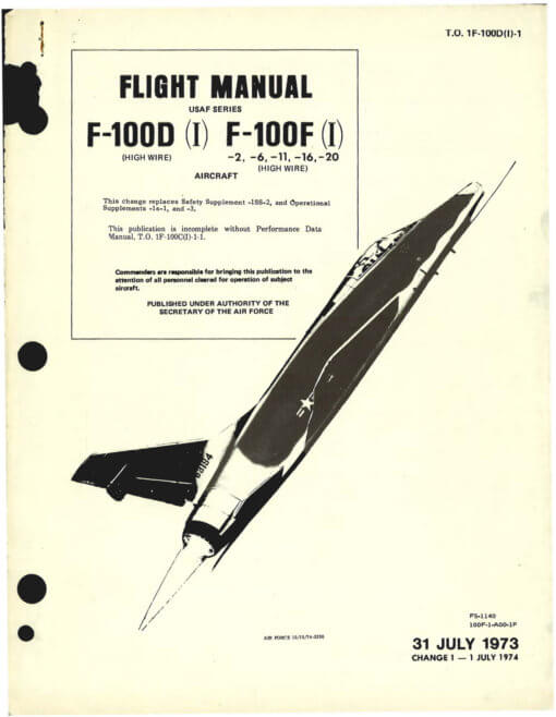 Flight Manual for the North American F-100 Super Sabre.