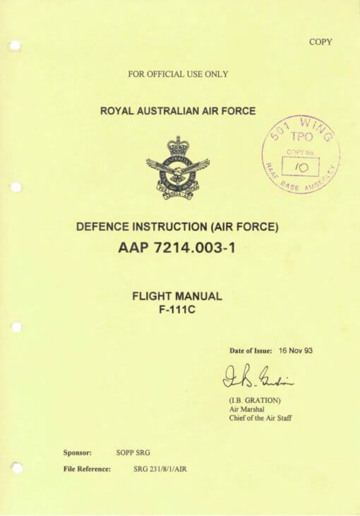 Flight Manual for the General Dynamics F-111 Aardvark