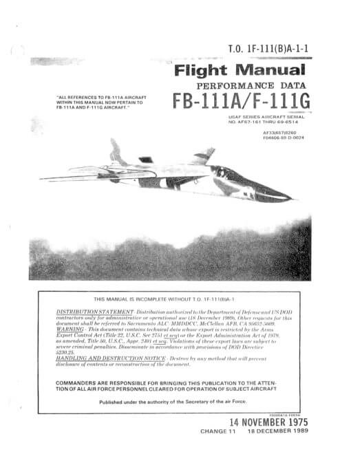 Flight Manual for the General Dynamics F-111 Aardvark