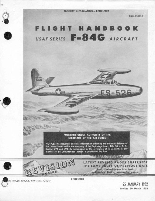 Flight Manual for the Republic F-84 Thunderjet