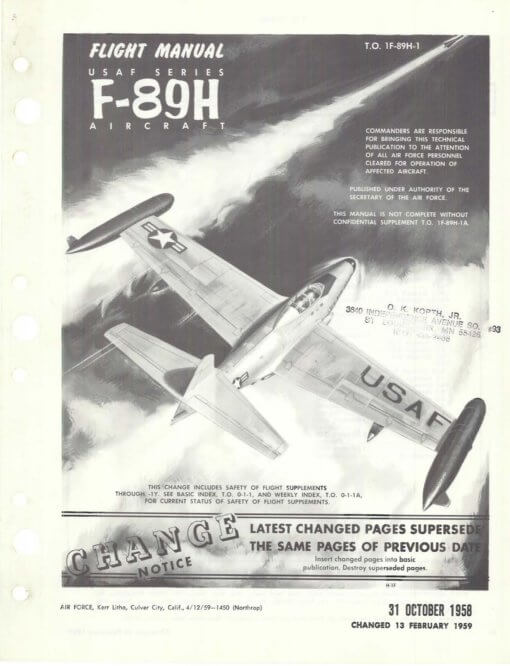 Flight Manual for the Northrop F-89 Scorpion