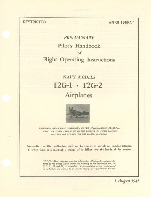 Flight Manual for the Vought F4U Corsair