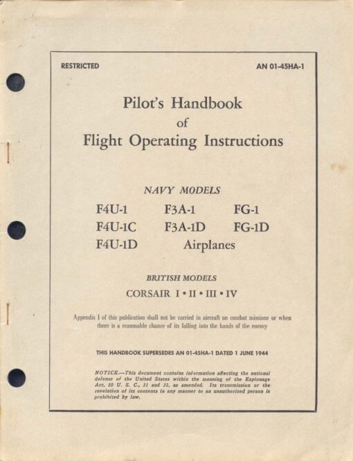 Flight Manual for the Chance Vought F4U Corsair