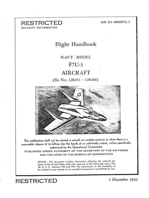 Flight Manual for the Chance Vought F7U Cutlass