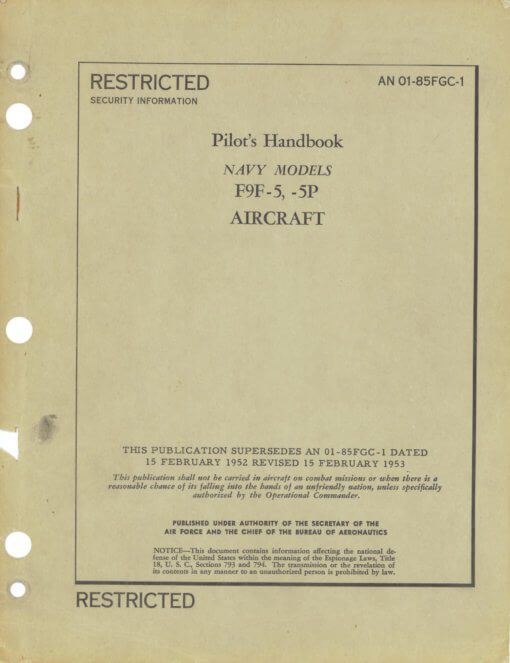 Flight Manual for the Grumman F9F Panther and Cougar