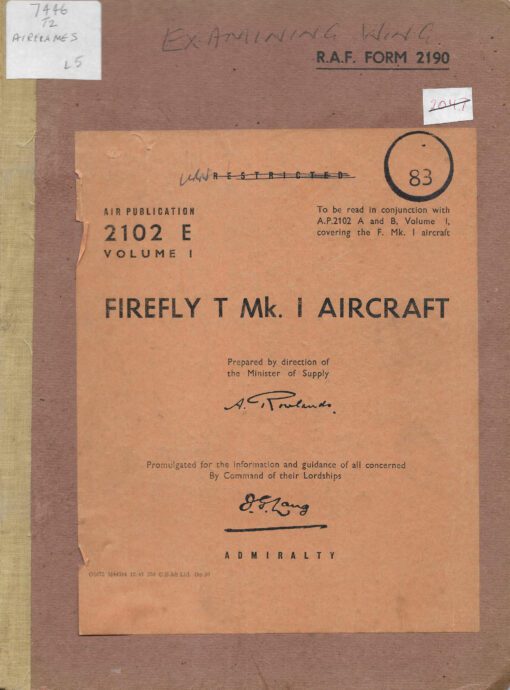 Flight Manual for the Fairey Firefly