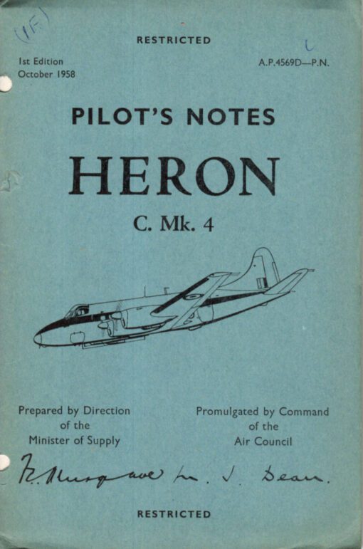 Flight Manual Pilots Notes for the De Havilland Heron