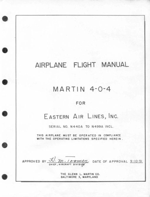 Flight Manual for the Martin 4-0-4