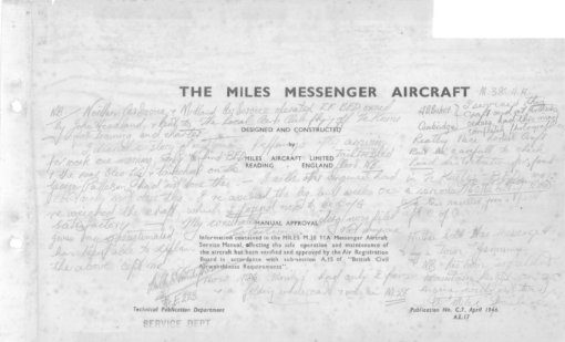 Flight Manual Pilots Notes for the Miles M.38 Messenger