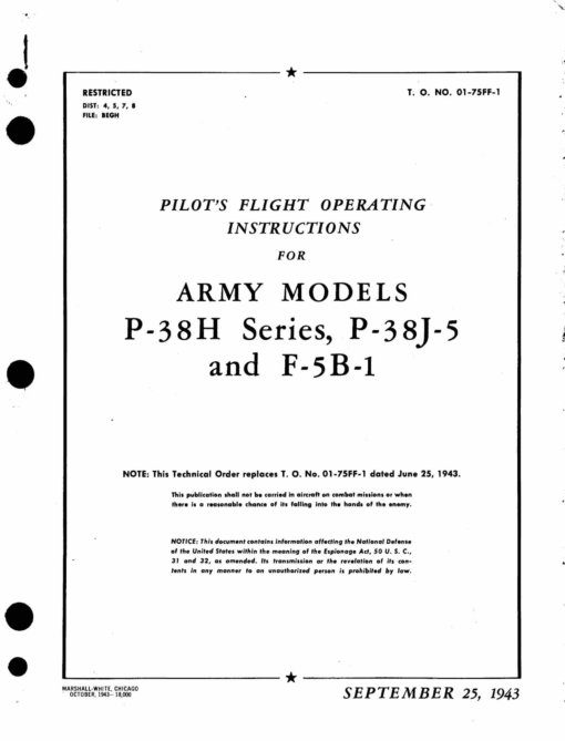 Flight Manual for the Lockheed P-38 Lightning