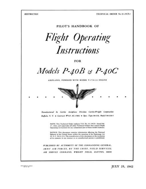 Flight Manual for the Curtiss YP-37 and P-40 Kittyhawk