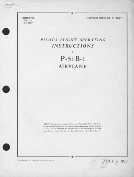 Flight Manual for the North American P-51 Mustang