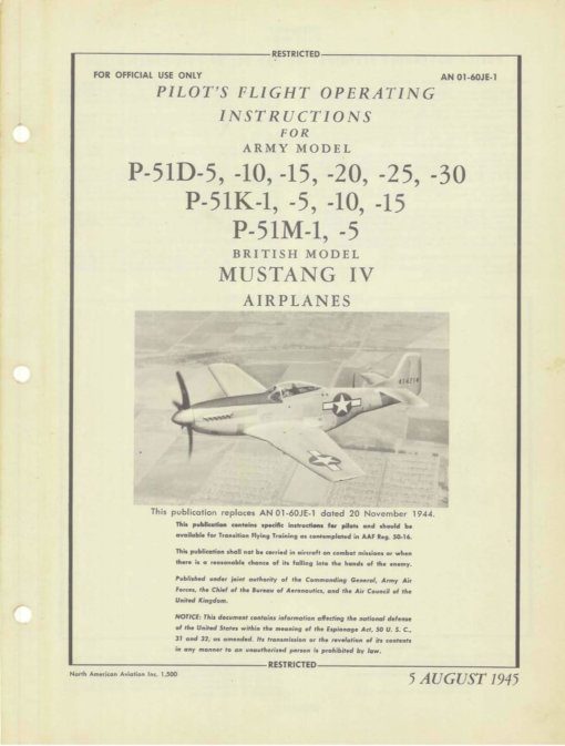 Flight Manual for the North American P-51 Mustang