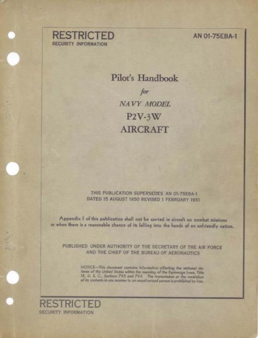 Flight Manual for the Lockheed P-2 Neptune