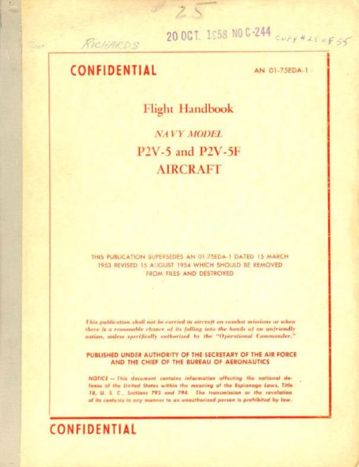 Flight Manual for the Lockheed P-2 Neptune
