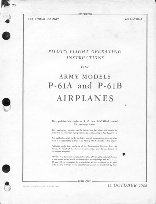 Flight Manual for the Northrop P-61 Black Widow